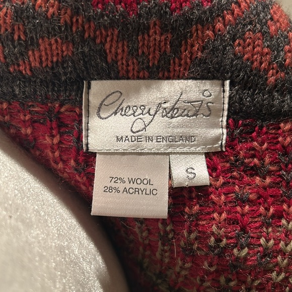 Chessy Lewis Wool Blend Cardigan Sweater in Red & Grey Pattern Size Small - Picture 7 of 7